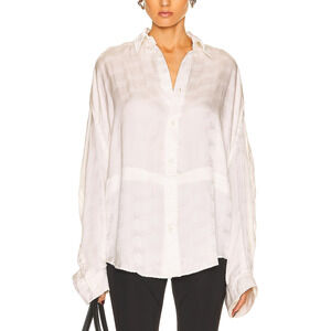 Balenciaga BB Licensing White Satin Shirt - Size Medium